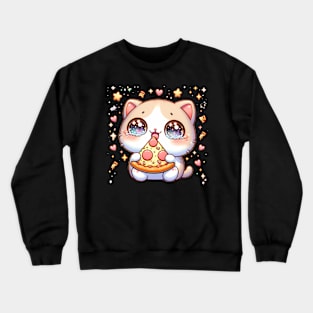 Cute kawaii with Pizza, Funny Pizza lover Crewneck Sweatshirt